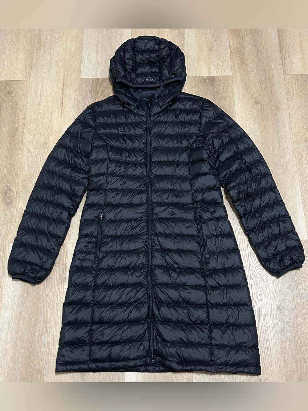 TNA Black Long Hooded Puffer Coat
